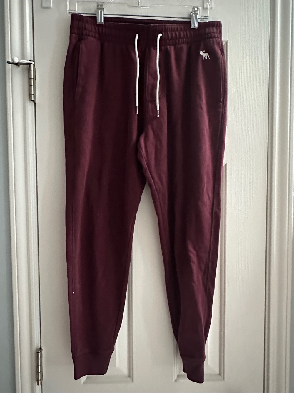 Abercrombie & Fitch Burgundy Soft AF Fleece Jogger Men’s S Moose Logo Comfy